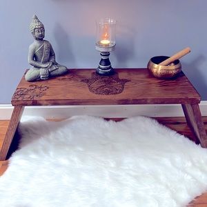 Engraved Wood Meditation Altar